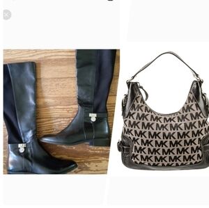 Michael Kors Black Over the Knee Boots & FREE MICHAEL KORS Large Signature Purse